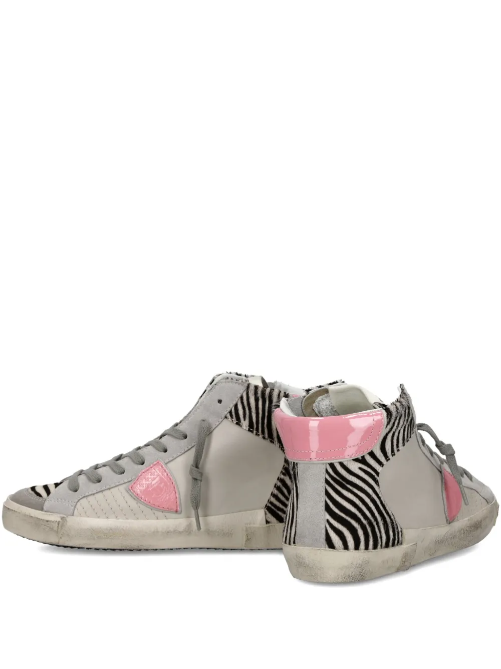 Philippe Model Paris zebra-print leather high-top trainers - Grigio