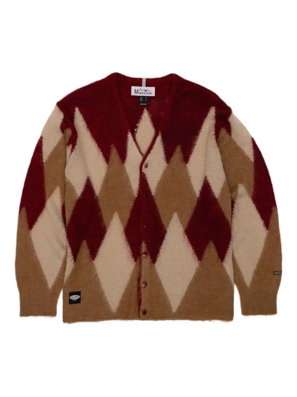 MANASTASH diamond-pattern cardigan - Marrone