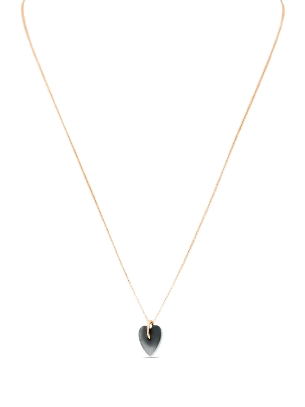 GINETTE NY 18K rose gold Angèle mini onyx heart necklace - Rosa