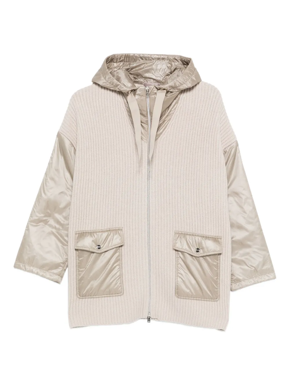 Herno ribbed wool hooded jacket - Toni neutri
