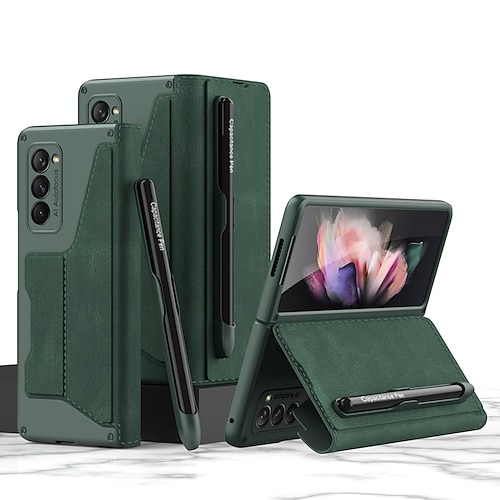 telefono Custodia Per Samsung Galaxy Piegatura a Z 7 Z Fold 6 Z Fold 5 Z Fold 4 Z Fold 3 Custodia Integrale Portamatite Antipolvere Cavalletto Tinta u