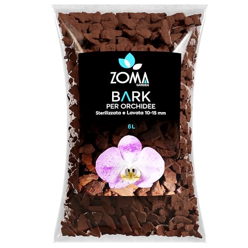 Zomagarden - Bark Per Orchidee Premium - Corteccia Naturale Per Orchidee - Lavata, Sterilizzata, 100% Ecologica - 6L (10/15Mm)