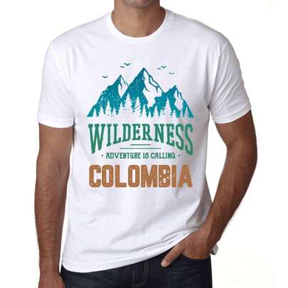 T-shirt da uomo Wild Nature Adventure Calls Colombia â Wilderness, Adventure Is Calling Colombia â T-shirt grafica eco-responsabile Regalo vintage