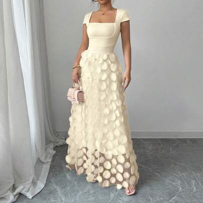Abito lungo aderente da donna, stile 2025/2025, design elegante