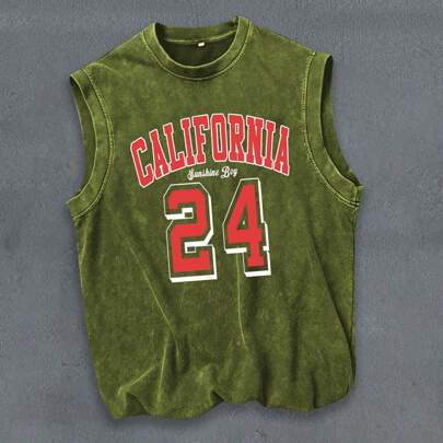 Canotta uomo stile vintage lavata "Stile basket - La leggenda del basket 24" con collo rotondo