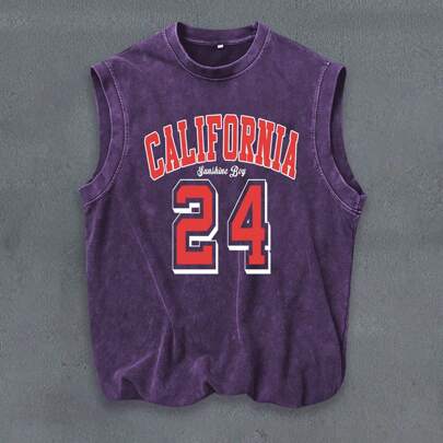 Canotta da uomo stile basket vintage con stampa "La leggenda del basket 24"