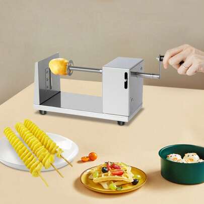 Affettatrice manuale per patate a spirale in acciaio inossidabile, affettatrice per patate a spirale, tagliapatate a spirale French Fry Rider, tagliap