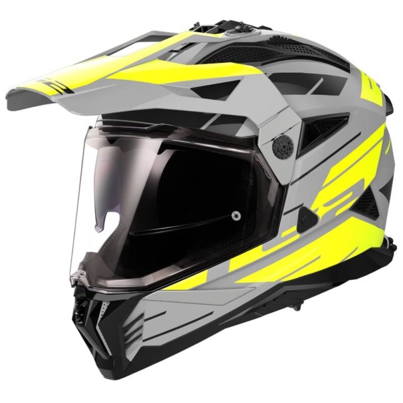 Casco Integrale On-Off Touring Ls2 MX702 Pioneer II Namib Grigio Opaco H-V Giallo S