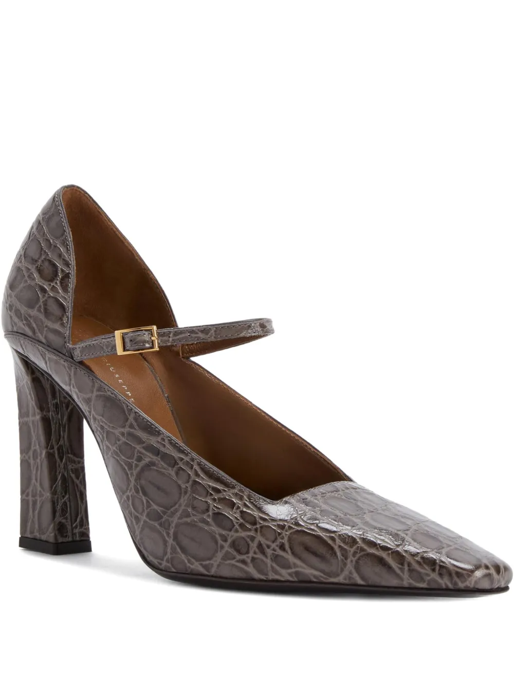 Giuseppe Zanotti 90mm crocodile-effect buckle pumps - Grigio