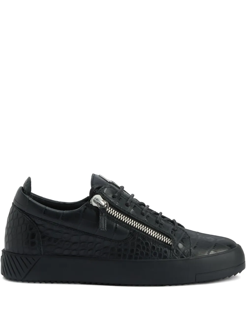 Giuseppe Zanotti Frankie crocodile-effect zip trainers - Nero