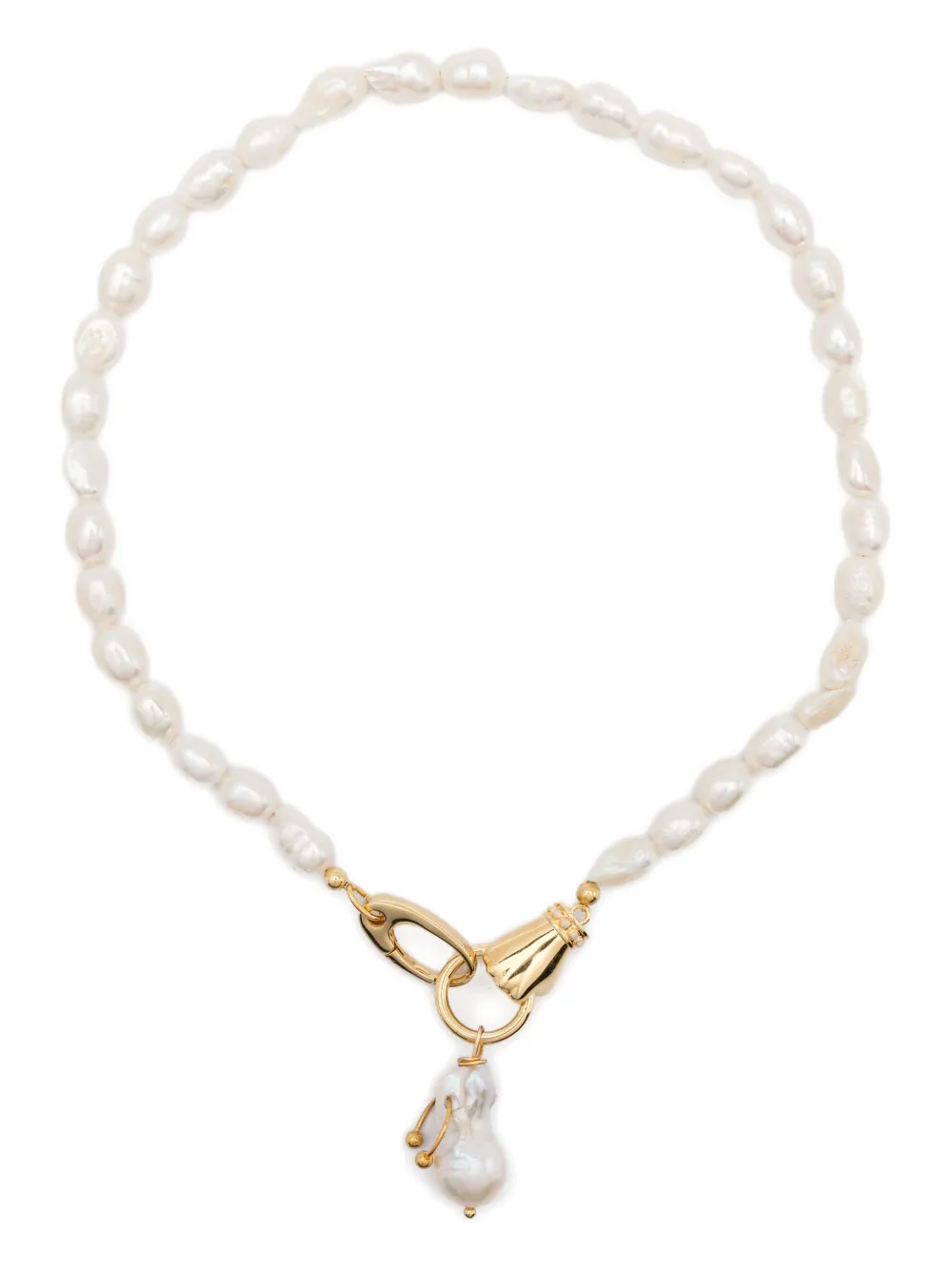 VIVYINROSA pearl hand-clasp necklace - Oro