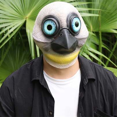 Maschera da uccello realistica per adulti con grandi occhi spaventosi, maschera da uccello divertente per Halloween e feste in maschera di Natale