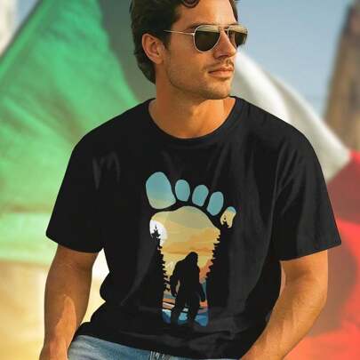 T shirt da uomo Footprint Silhouette moda estiva cotone traspirante comfort urban style maglietta manica corta idea regalo  casual outfit must have