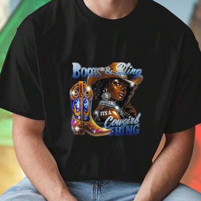 Maglietta Uomo Boots Bling Cowgirl Casual Elegante Moda Estiva Look Western Nuova Collezione Offerta Speciale Idee Regalo Comoda T-shirt Regalo Moda U