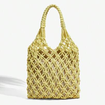 Borsa shopper/tote intrecciata in paglia, borsa da spiaggia
