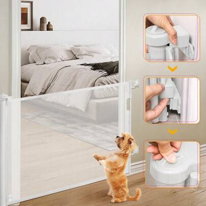 Cancello di sicurezza retrattile 0-140 cm, cancelletto di sicurezza per bambini estensibile, cancelletto per cani azionabile con una sola mano, per sc