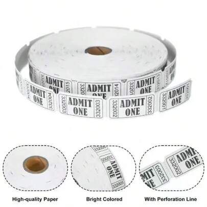 1 Rotolo da 2000 Biglietti per Lotteria, Biglietti per Eventi, Biglietti di Ingresso, Premi per Corsi, Bianchi, Biglietti per Eventi con Numeri Consec