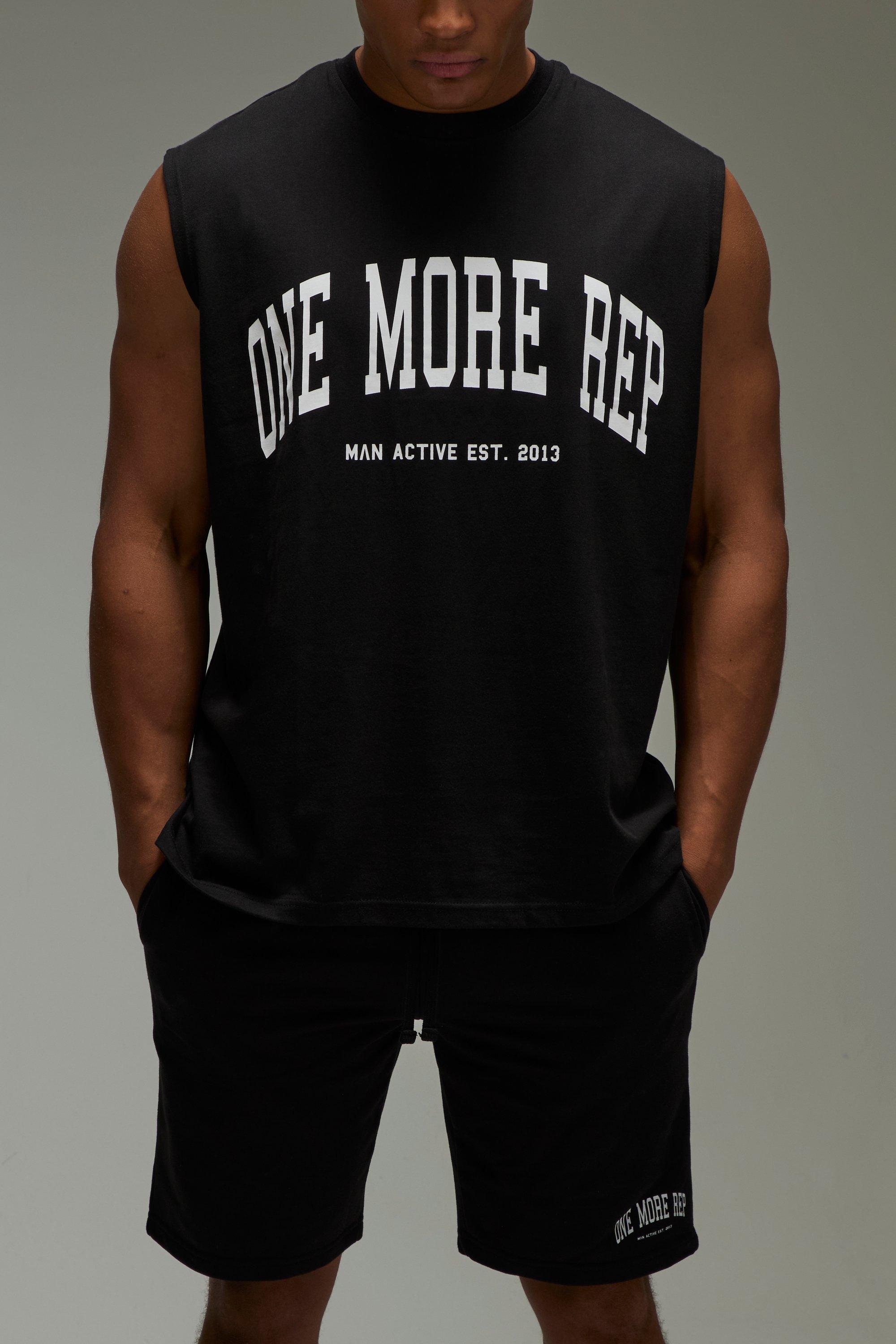 Man Active One More Rep Oversized Tank & Short Set, Nero