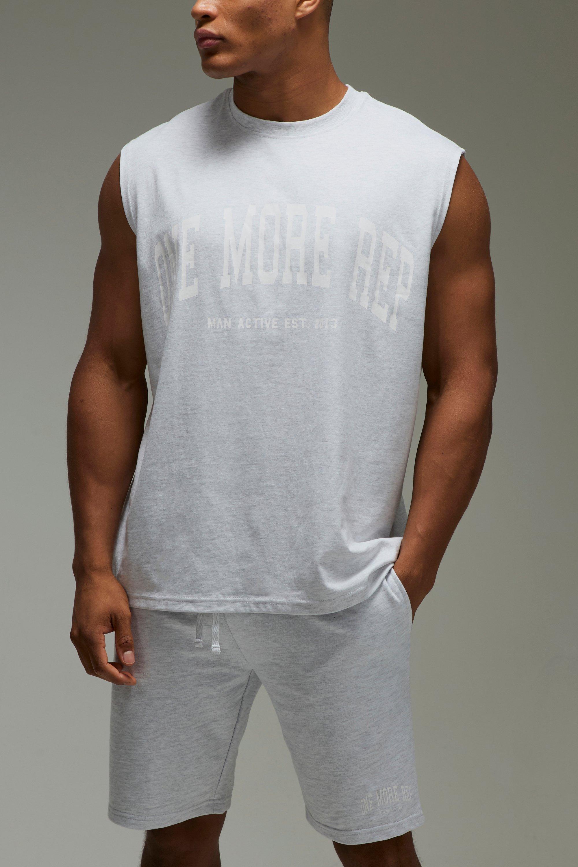 Man Active One More Rep Oversized Tank & Short Set, Grigio