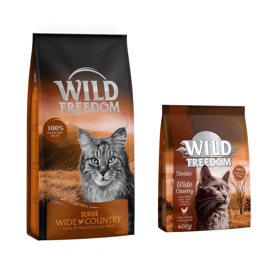 6,5 kg + 800 g gratis! Wild Freedom Crocchette per gatti - Senior Wide Country con Pollame (6,5 kg) + (2 x 400 g)
