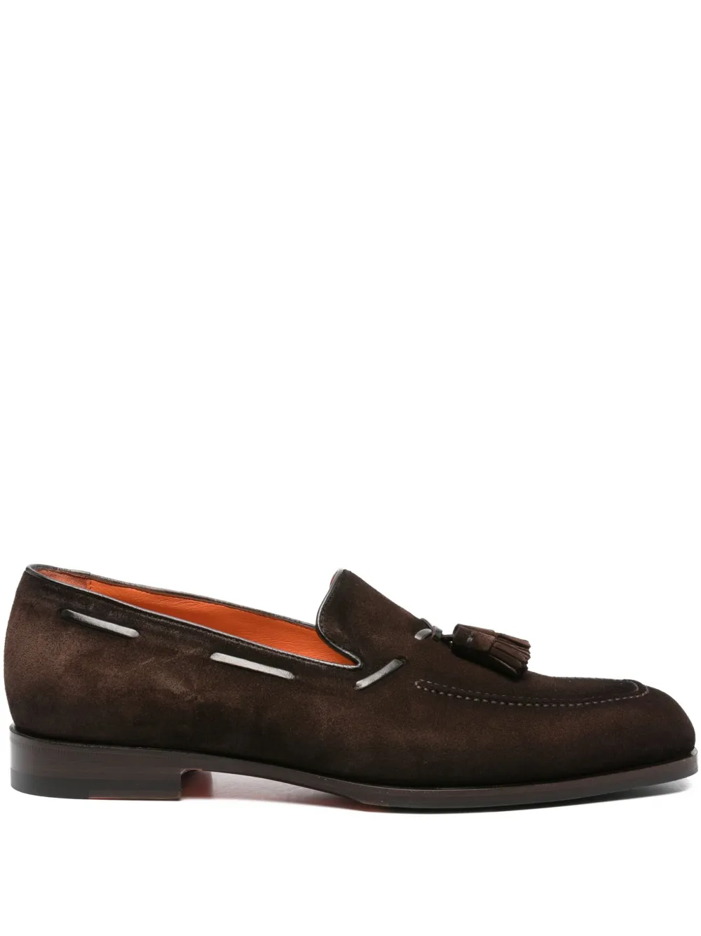 Santoni tassel-detail suede boat shoes - Marrone