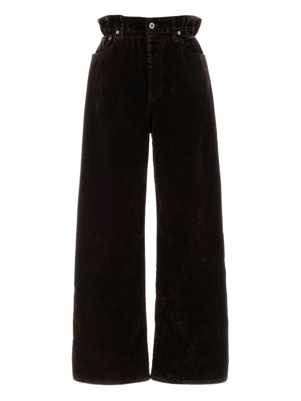 Miu Miu elastic-waist velvet trousers - Marrone