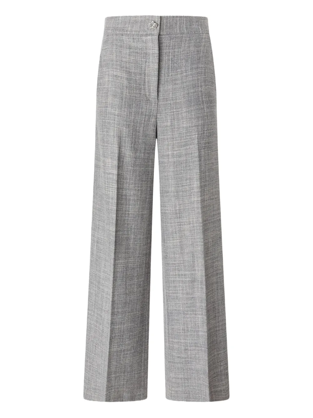 Genny crown-plaque wide-leg trousers - Grigio
