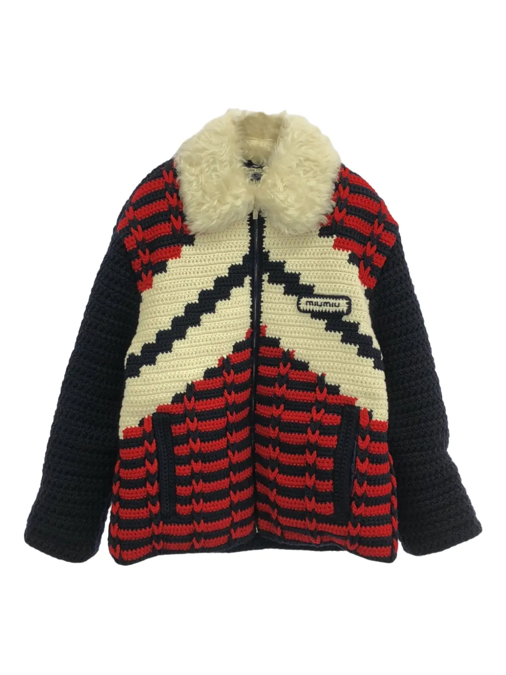 Miu Miu Pre-Owned 2010 crochet-knit jacket - Nero