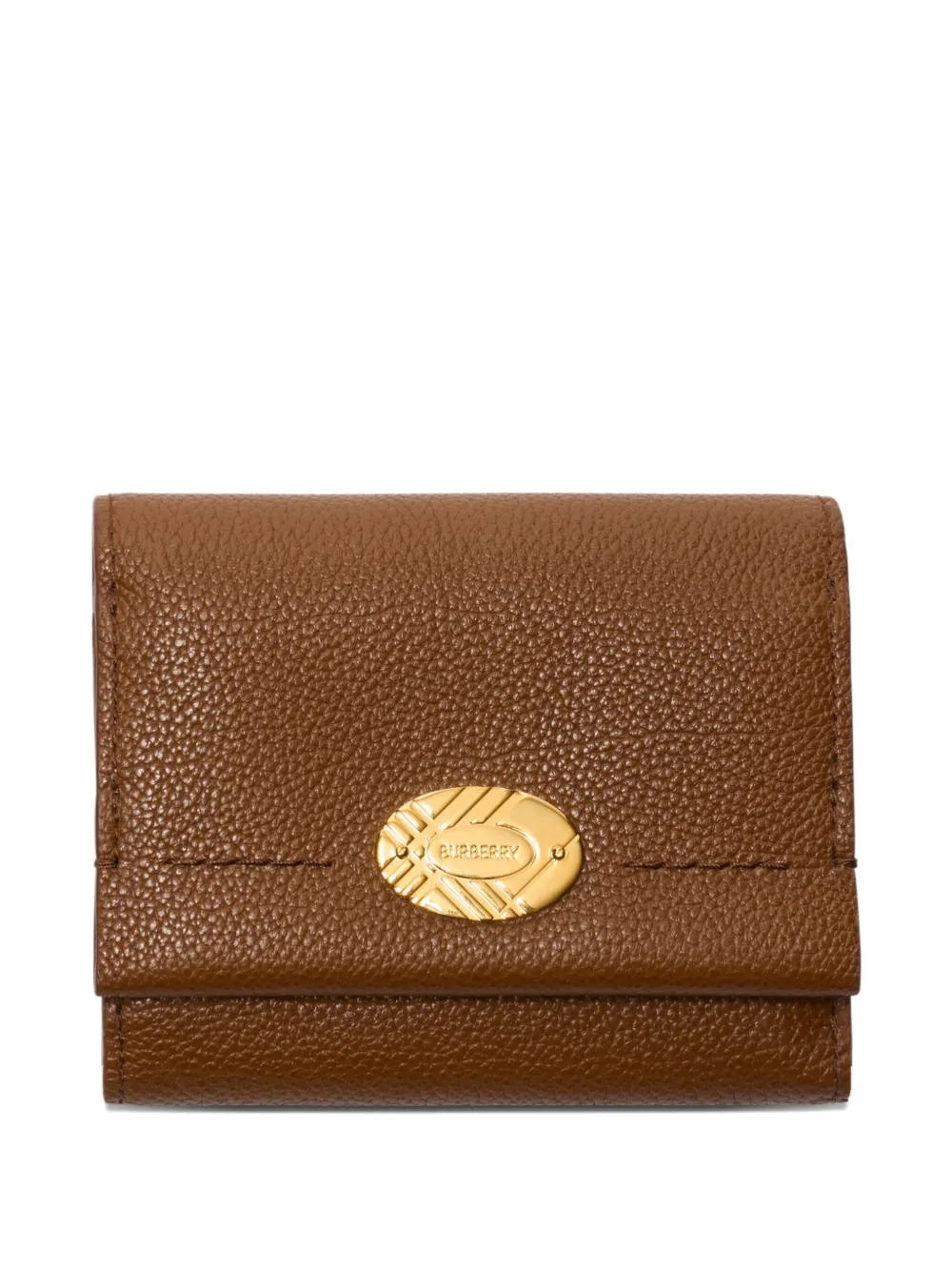 Burberry check-engraved leather wallet - Marrone