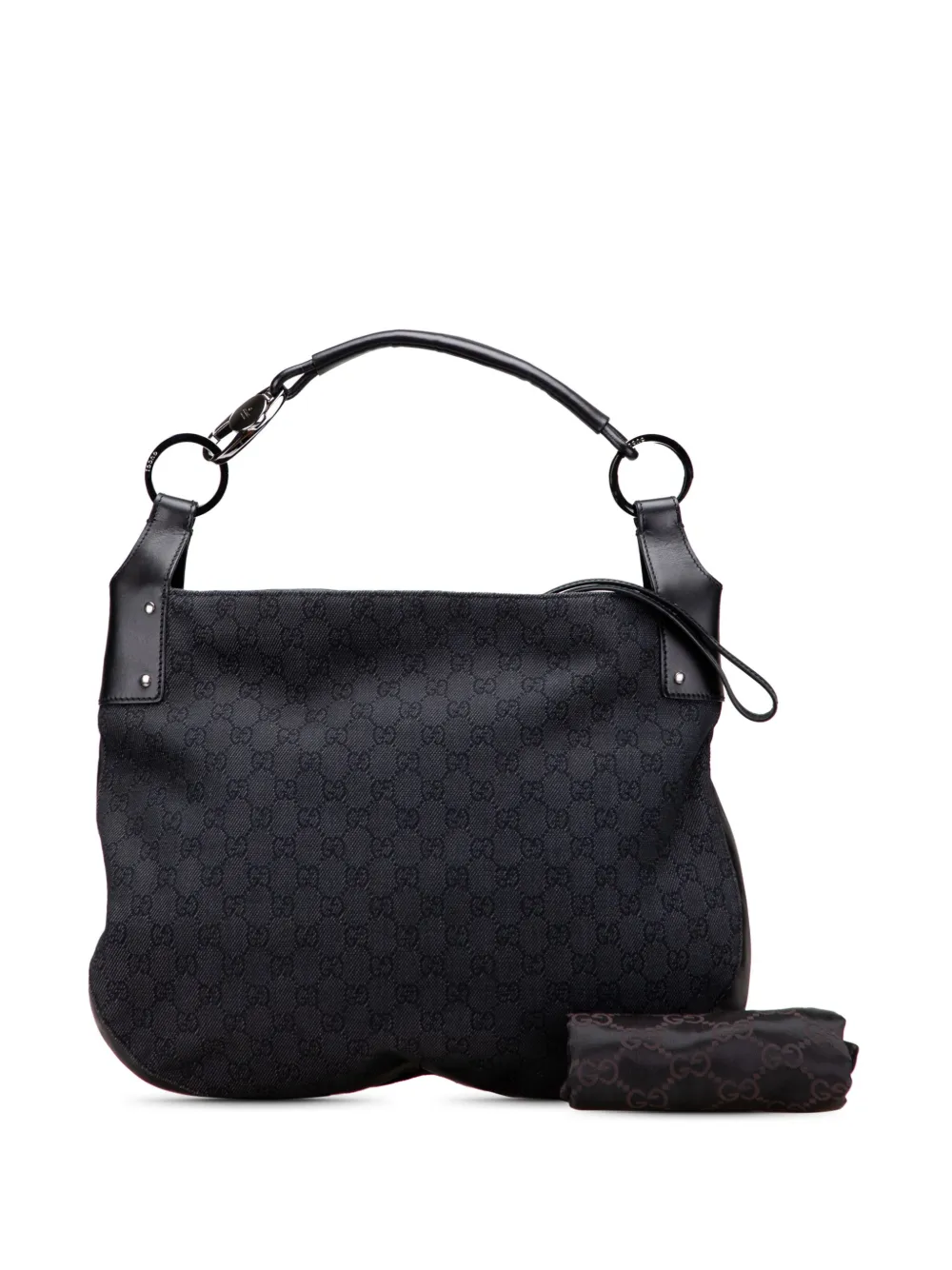 Gucci Pre-Owned 2000-2015 Large GG Denim Horsebit Classic Ring hobo bag - Nero