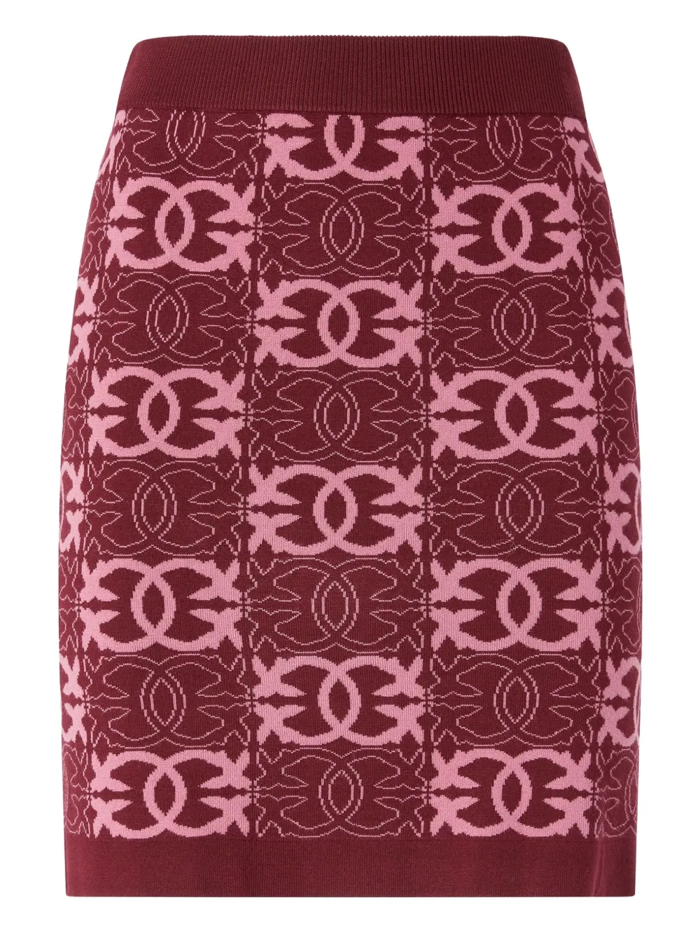 PINKO logo-pattern knit skirt - Rosso