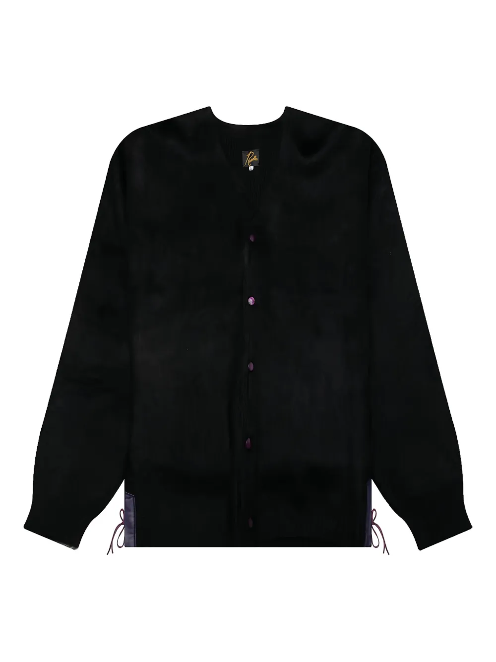 Needles mohair leather-patch cardigan - Nero