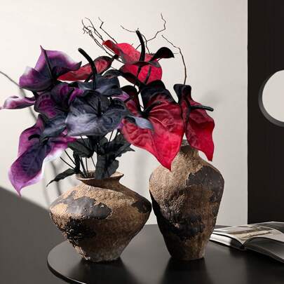 3 pezzi di fiori artificiali di anthurium e giglio misti per Ognissanti, bouquet di fiori finti viola e neri spettrali per decorazioni di Ognissanti,
