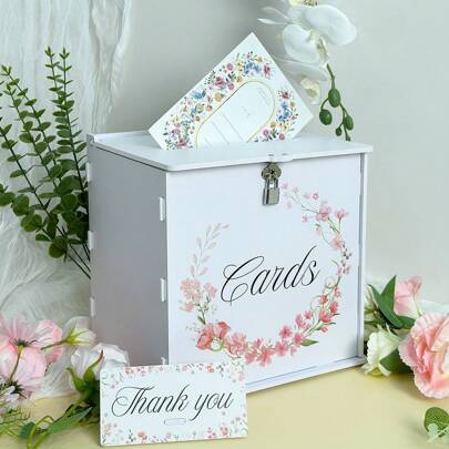 1 set di scatole portasoldi da matrimonio con serratura VICKYO, bianche, per biglietti regalo fai-da-te per ricevimenti di matrimonio, con decorazioni