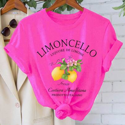 T-shirt Limoncello, T-shirt con limoni della Costiera Amalfitana, Italia