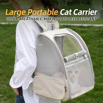 Pet travel bag, portable cat backpack Pet bag, lightweight and foldable, large capacity with all-round mesh ventilation holes, suitable for travel use