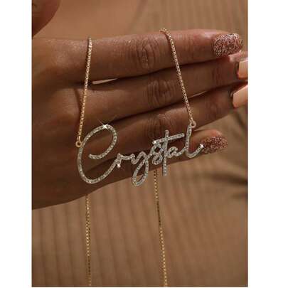 Collana con nome e diamanti, collana personalizzata con nome, collana con nome e diamanti personalizzata, collana con nome scintillante, collana con n