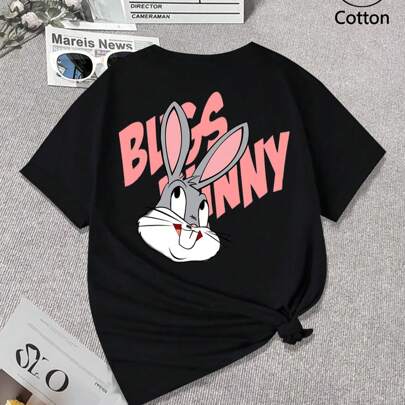 Immagine classica dei cartoni animati di Bugs Bunny, anime, circostante, graffiti astratti infantili, lettere blu, Bugs Bunny, giunzioni creative, mod
