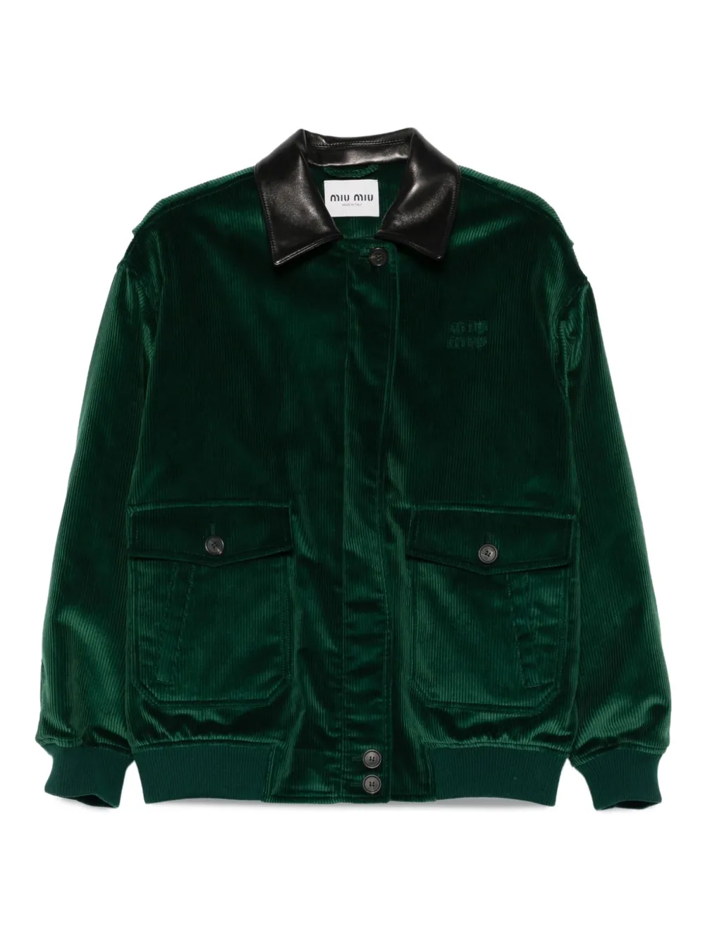 Miu Miu leather-collar jacket - Verde