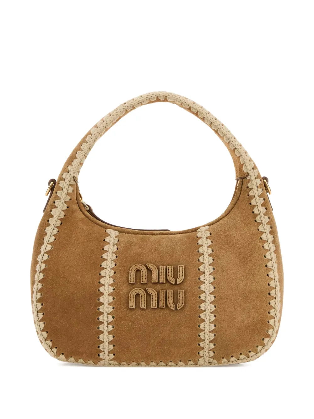 Miu Miu Wander suede braided shoulder bag - Marrone