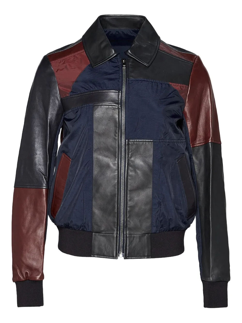 Jil Sander leather-patchwork bomber jacket - Nero