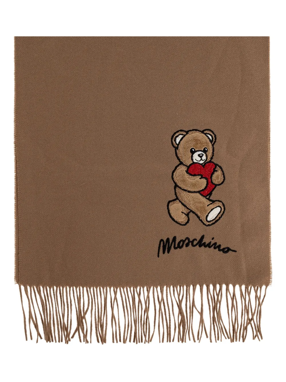 Moschino teddy heart-embroidered scarf - Toni neutri
