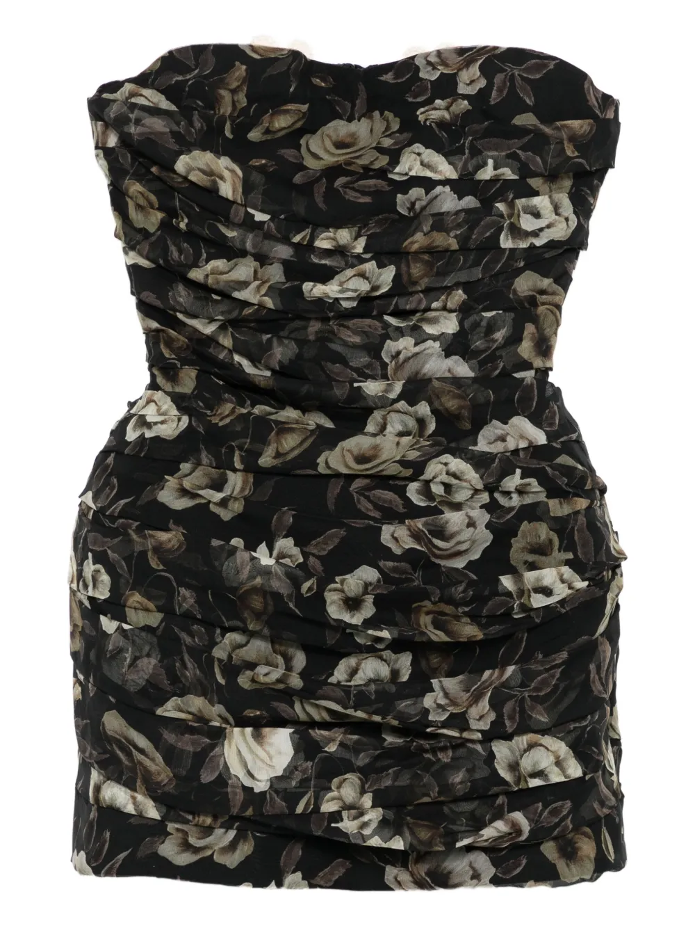 Magda Butrym floral-print strapless dress - Nero