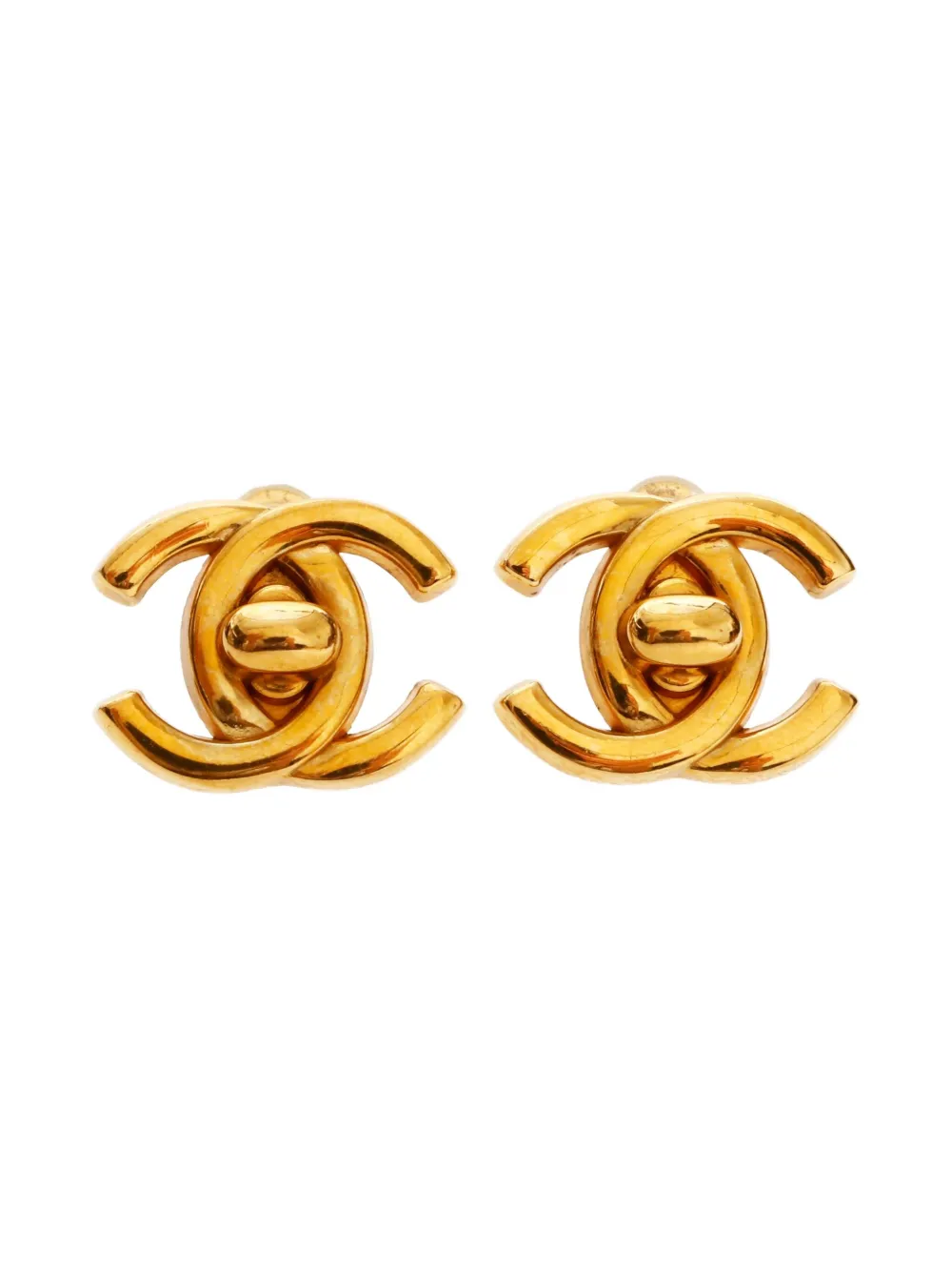 CHANEL Pre-Owned 1996 CC turn-lock clip-on earrings - Oro