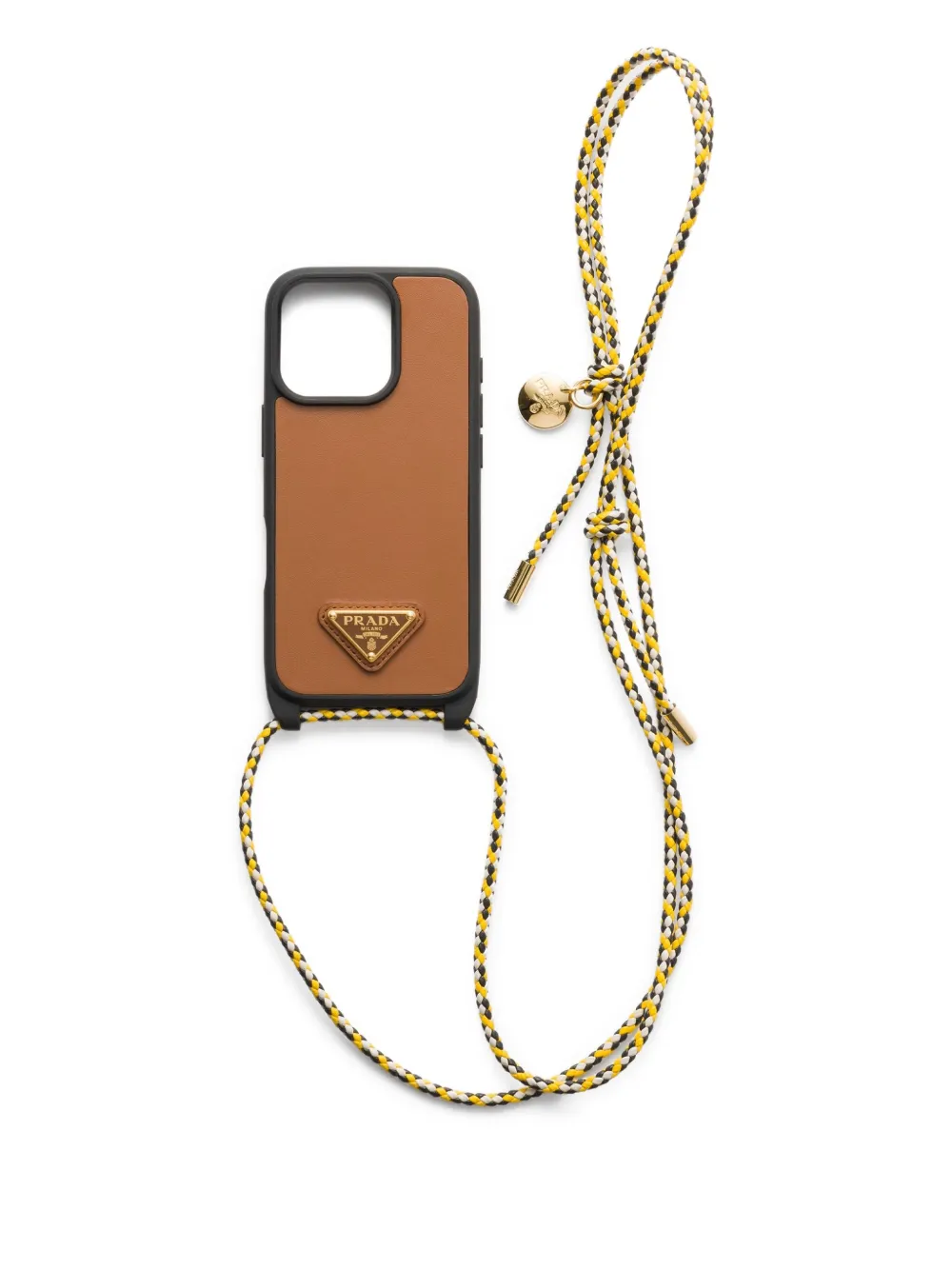 Prada Cover in pelle per iPhone 16 Pro - Marrone