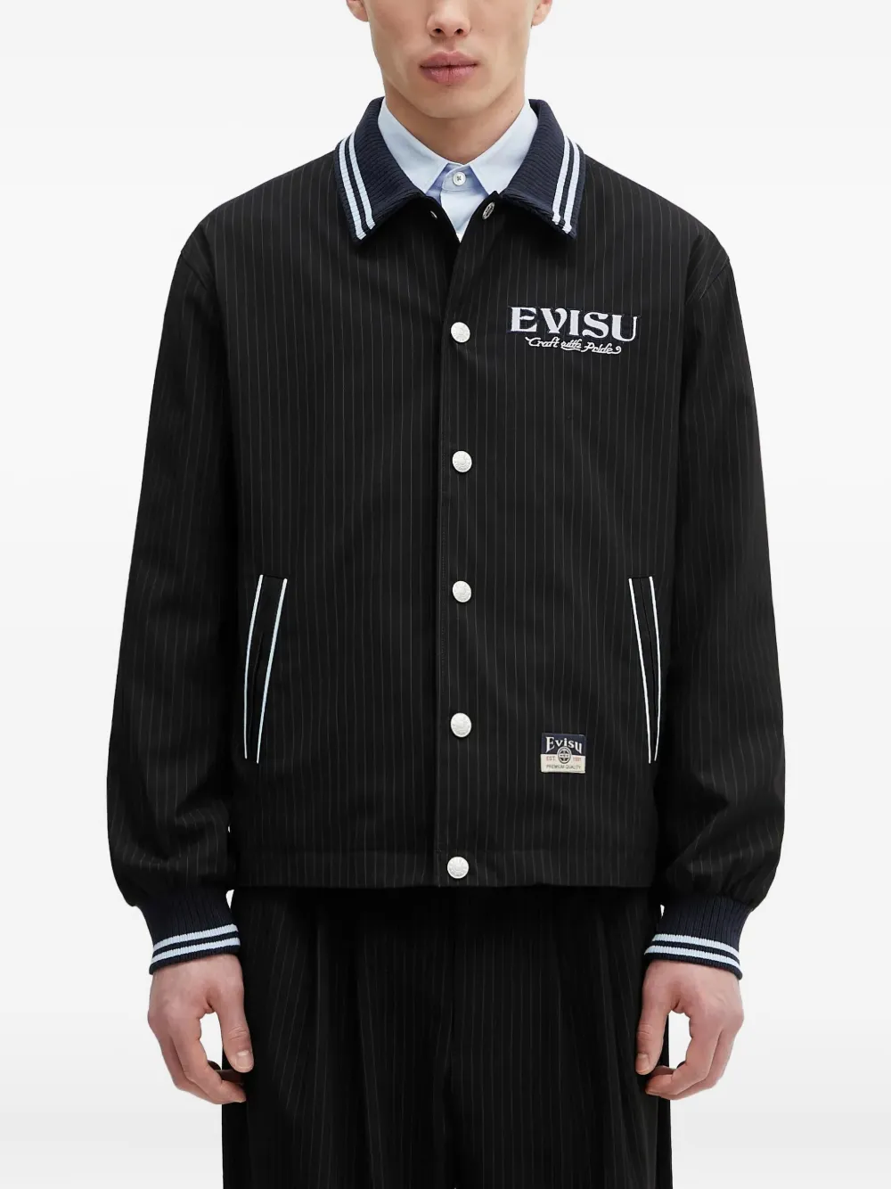 EVISU pinstripe varsity jacket - Nero