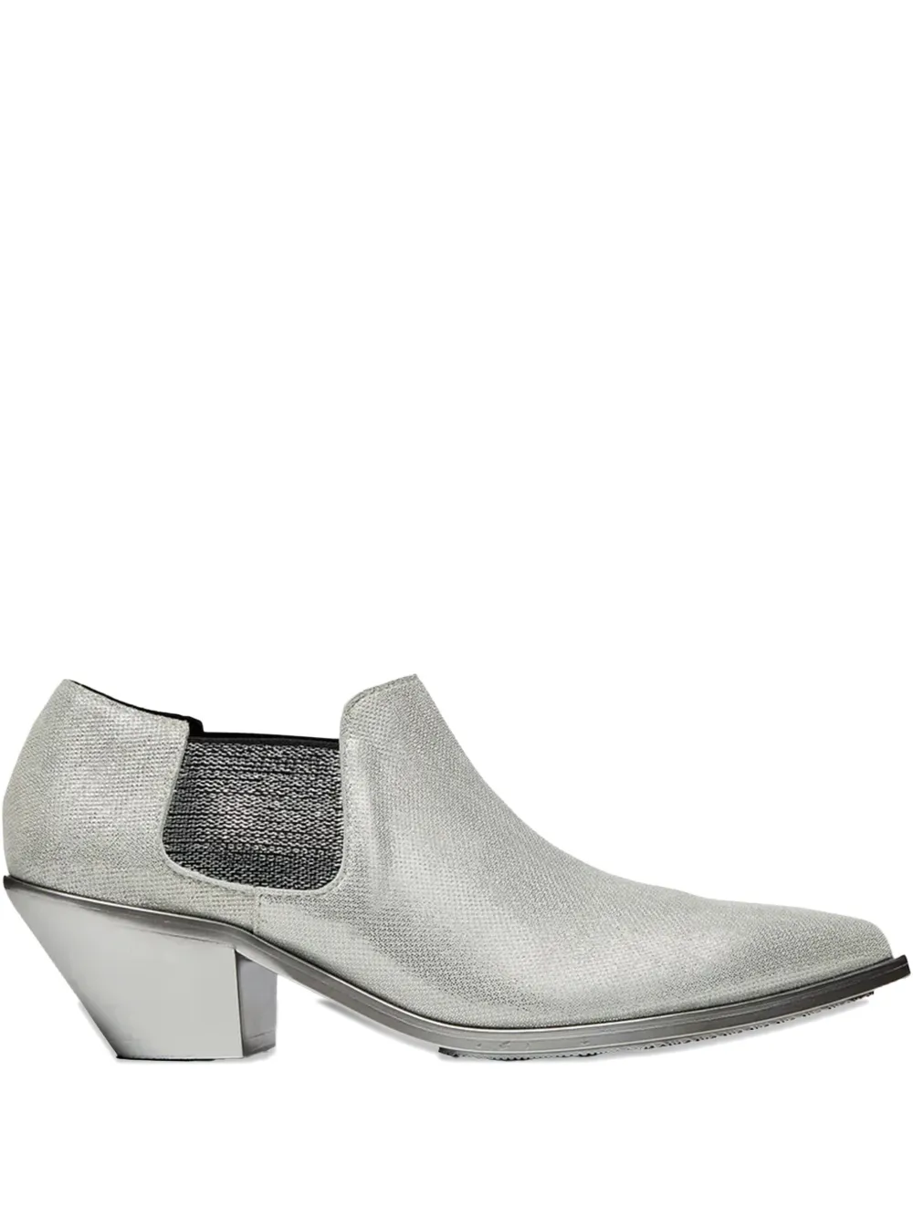 Junya Watanabe metallic-effect pointed-toe chelsea boots - Grigio