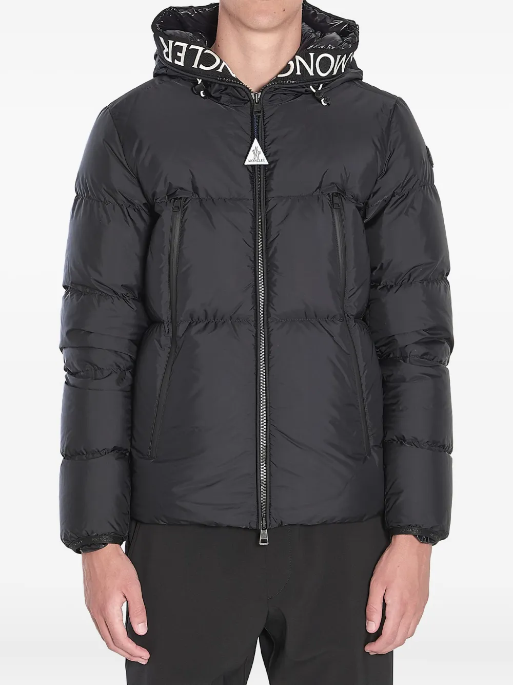 Moncler logo-trimmed puffer jacket - Nero