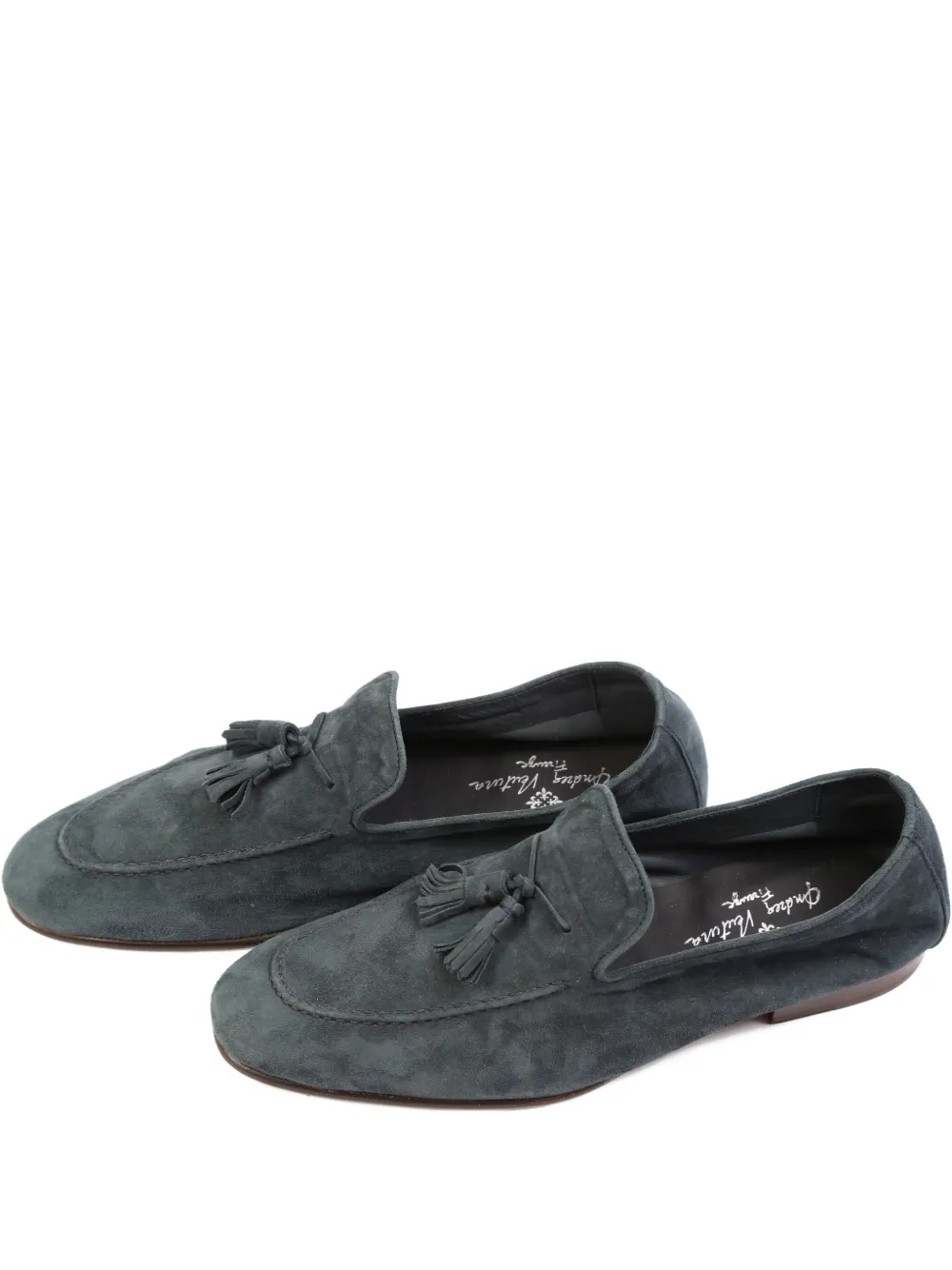 Andrea Ventura tassel-details suede loafers - Grigio