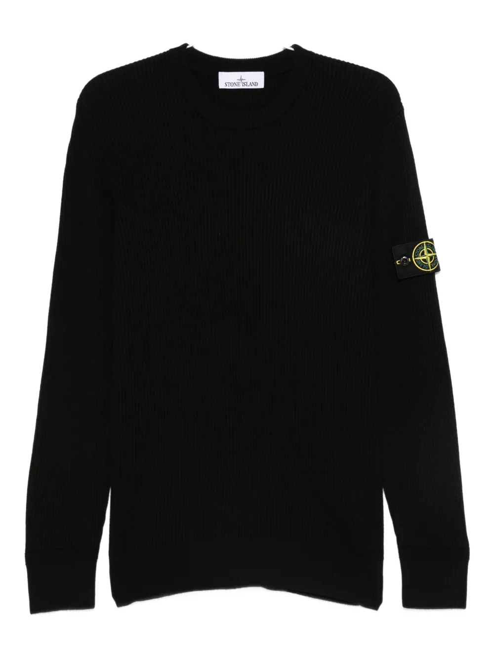 Stone Island ribbed-knit logo-patch sweater - Nero